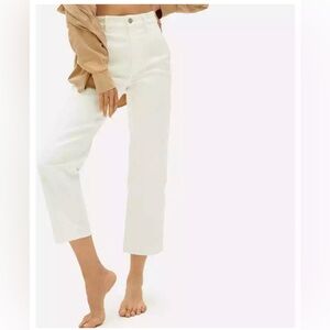 EVERLANE Womens Sz 0  Bone  High Rise Straight Cropped  Jeans Stretch 139393